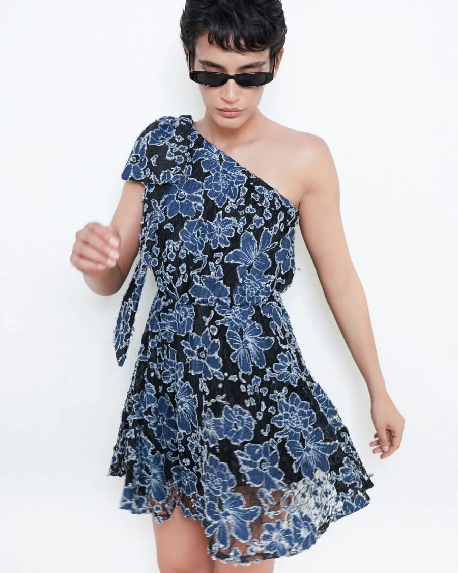 Black lace floral dress