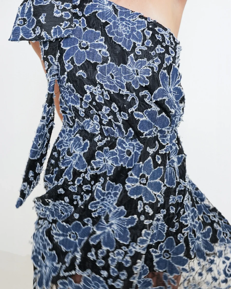 Black lace floral dress